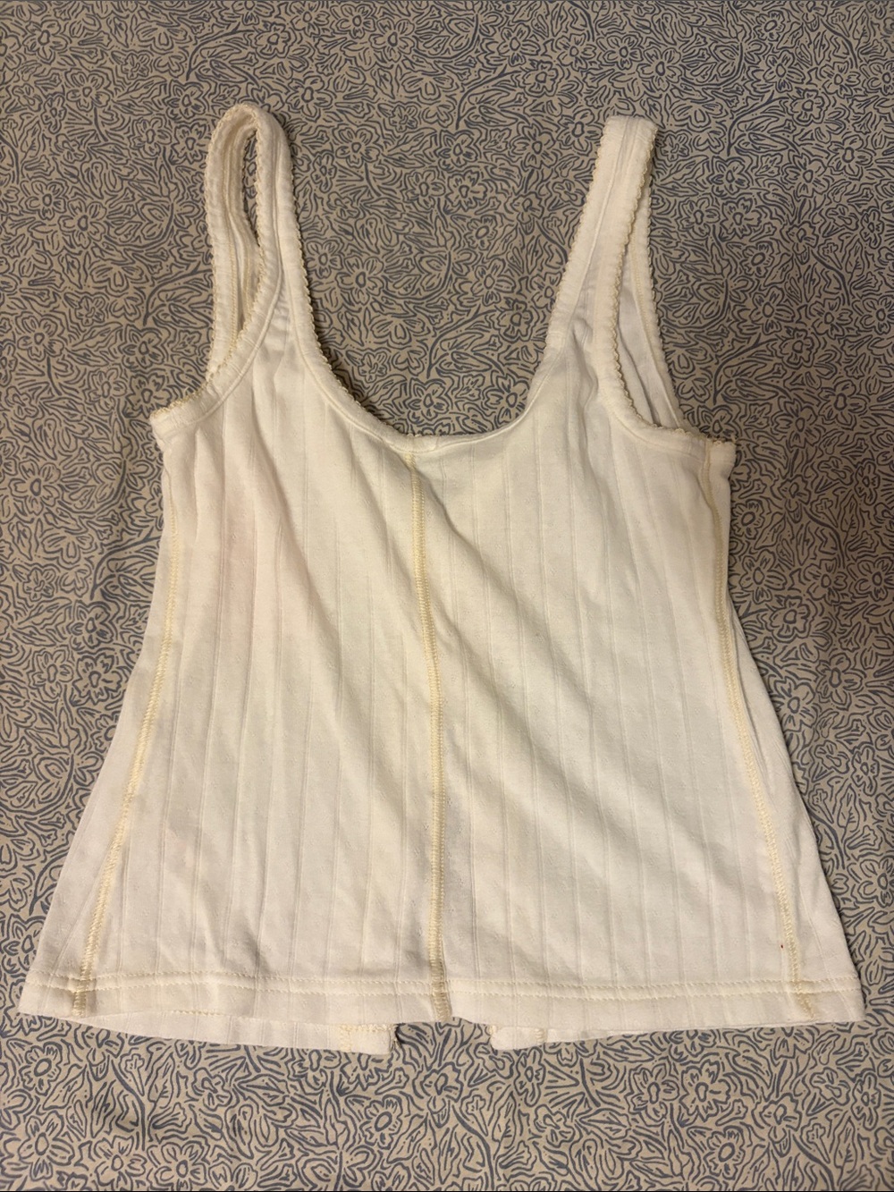 Free People Cream Ribbed Button-Front Tank - Picture 2 of 3